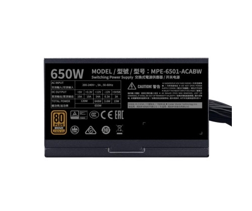 Aucune photo du produit COOLER MASTER MWE 650W V2 - 80 PLUS BRONZE - 650 WATTS