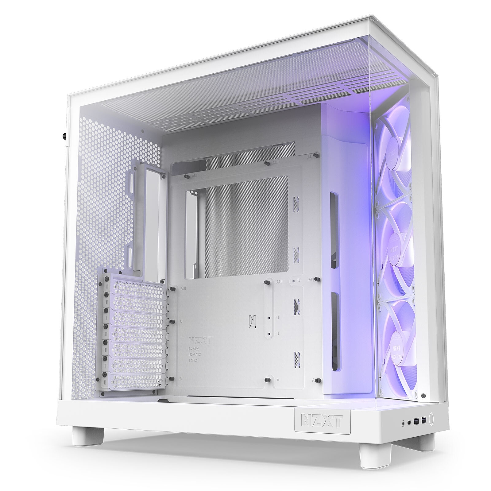 NZXT H6 Flow RGB White, blanc, format ATX, fourni avec 3 ventilateurs RGB.