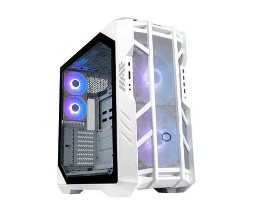 COOLER MASTER HAF 700 White, blanc, format ATX, fourni avec 2 ventilateurs RGB 140 en façade et 2 ventilateurs RGB 120 à l'arrière.
