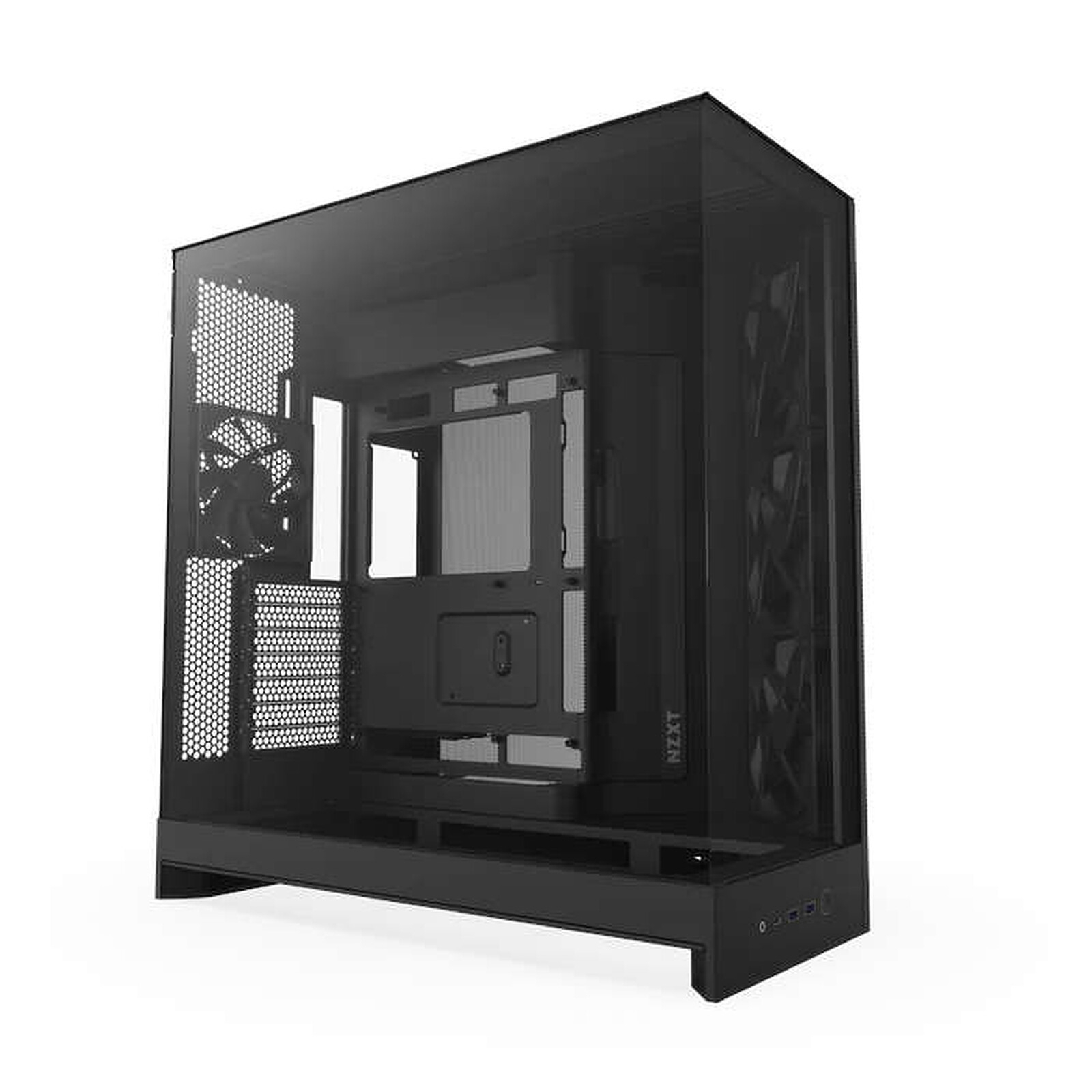 NZXT H9 Flow (2025) Dual-Chamber - All Black, format ATX, livré avec 4 ventilateurs 120mm.