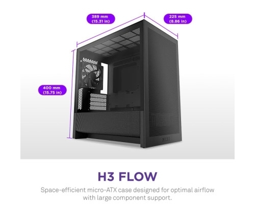 Aucune photo du produit NZXT H3 Flow micro-ATX Mid-tower Case - All Black Color