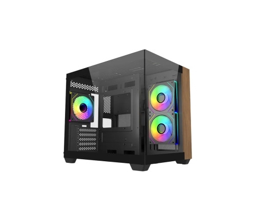 COOLER MASTER Elite 481 Wood Black, format Micro ATX, vendu avec 3 ventilateurs RGB.