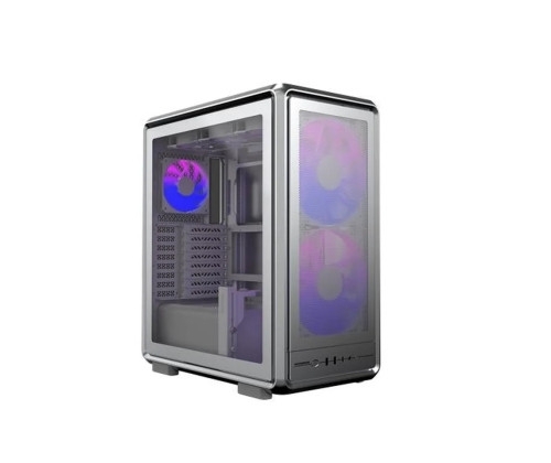 COOLER MASTER MasterFrame 500 Mesh ARGB Silver, couleur argent, format ATX, fourni avec 2 ventilateurs RGB 200mm (avant) et 1 ventilateur RGB 120mm (arrière).