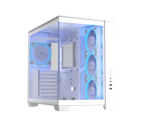 ASUS A32 PLUS TG ARGB WHITE, Format ATX, blanc, fourni avec 4 ventilateur RGB.