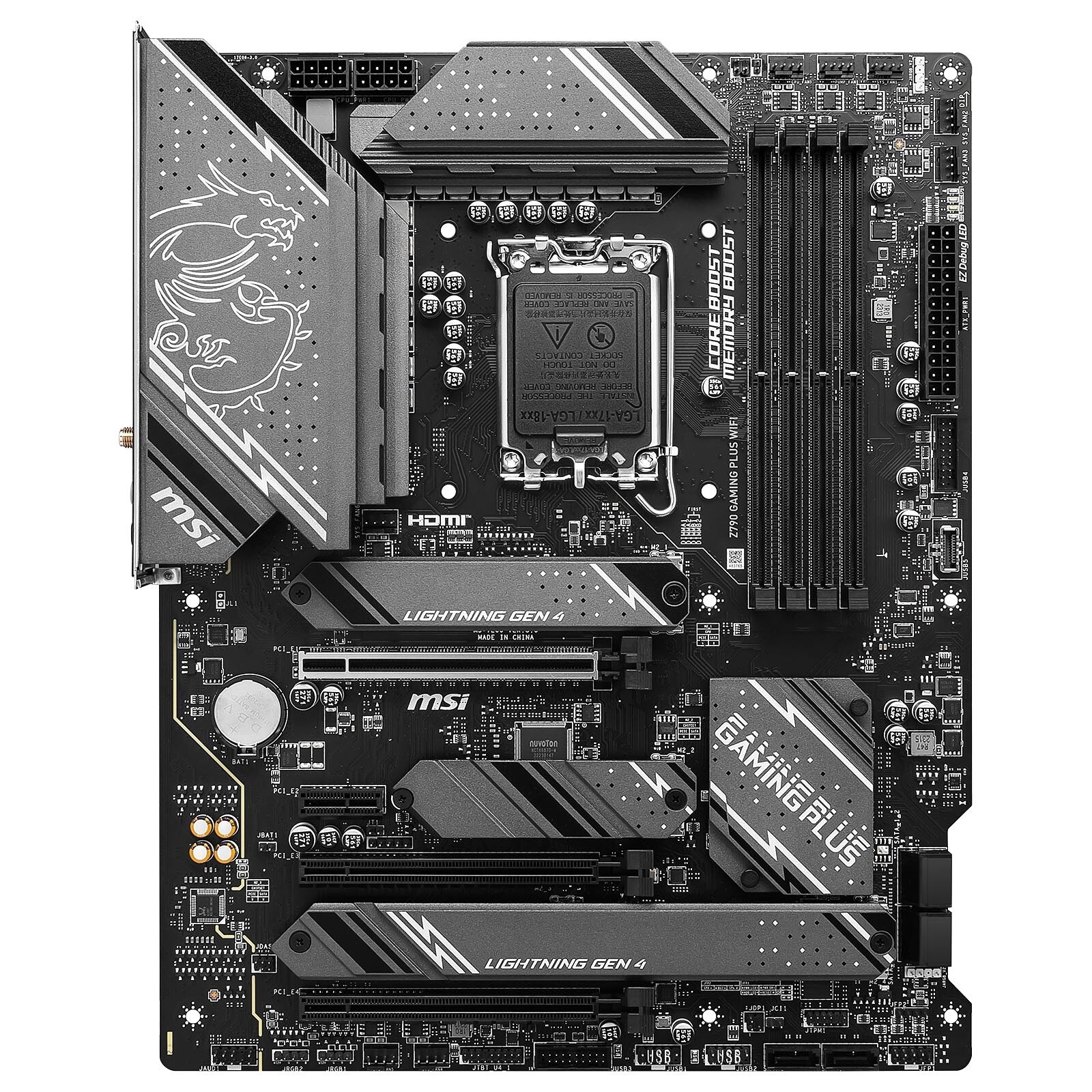 MSI Z790 GAMING PLUS WIFI, Format ATX, Socket LGA1700, 4 x DDR5, 3 x M2 Nvme, Wifi 6 et Bluetooth 5.3.