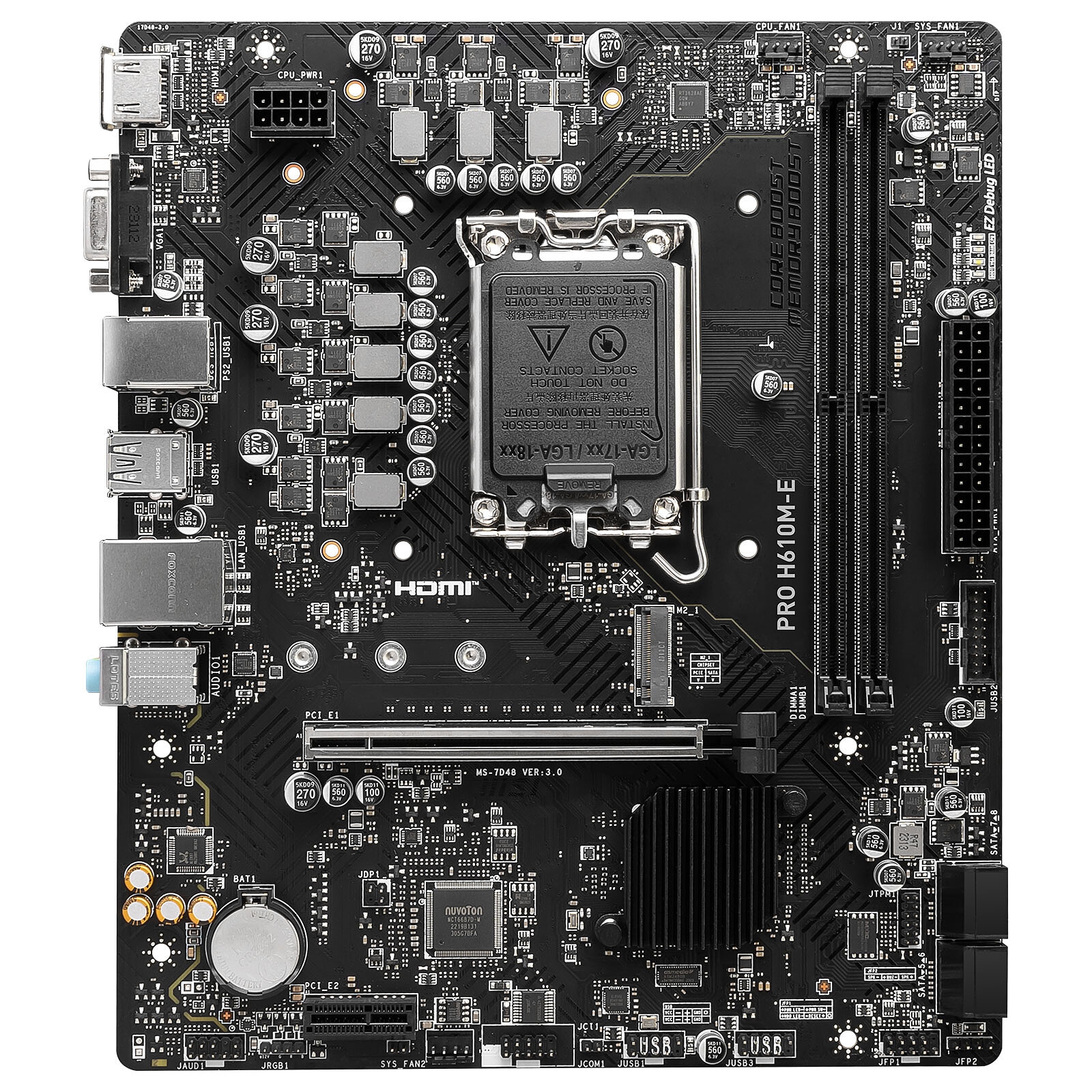 MSI PRO H610M-E DDR5, Format MicroATX, Sochet LGA 1700, 2 x DDR5, HDMI / VGA.