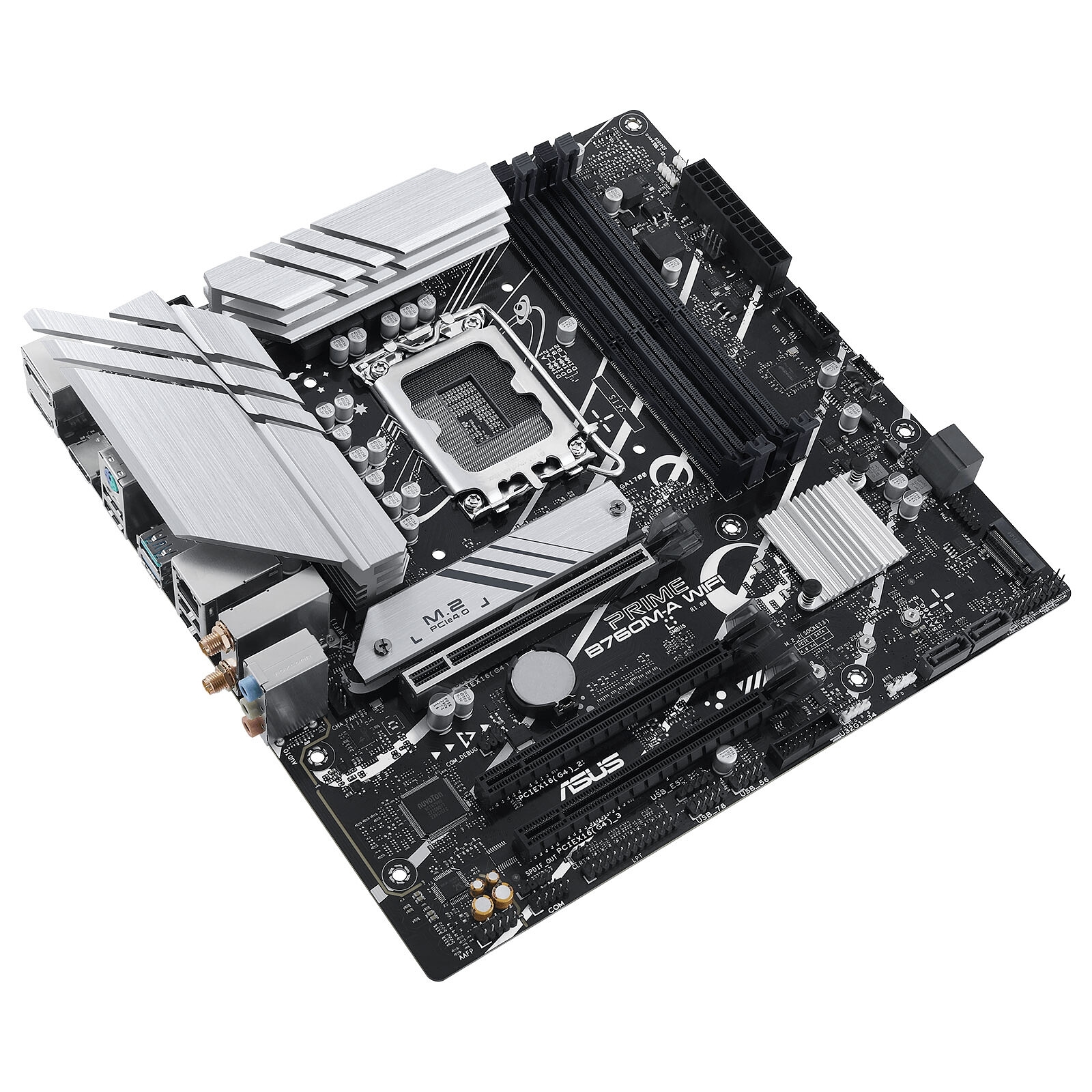 ASUS PRIME B760M-A WIFI, Format Micro-ATX, Socket LGA 1700, 4 x DDR5, 2 x M2nvme, 4 x SATA, USB-C Interne, Wifi 6, Bluetooth 5.2.