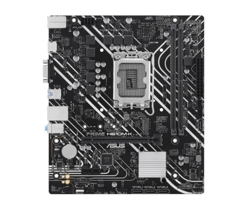 ASUS PRIME H610M-K DDR5, Format Micro-ATX, Socket LGA 1700, 2 x DDR5, 1 x M2nvme, 4 x SATA.