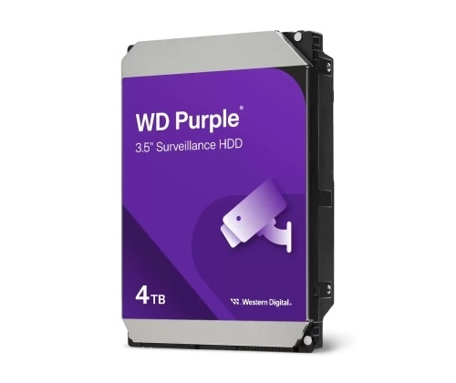 Western Digital HDD Purple 4 To - WD44PURZ, format 3.5'', spécial vidéo surveillance.