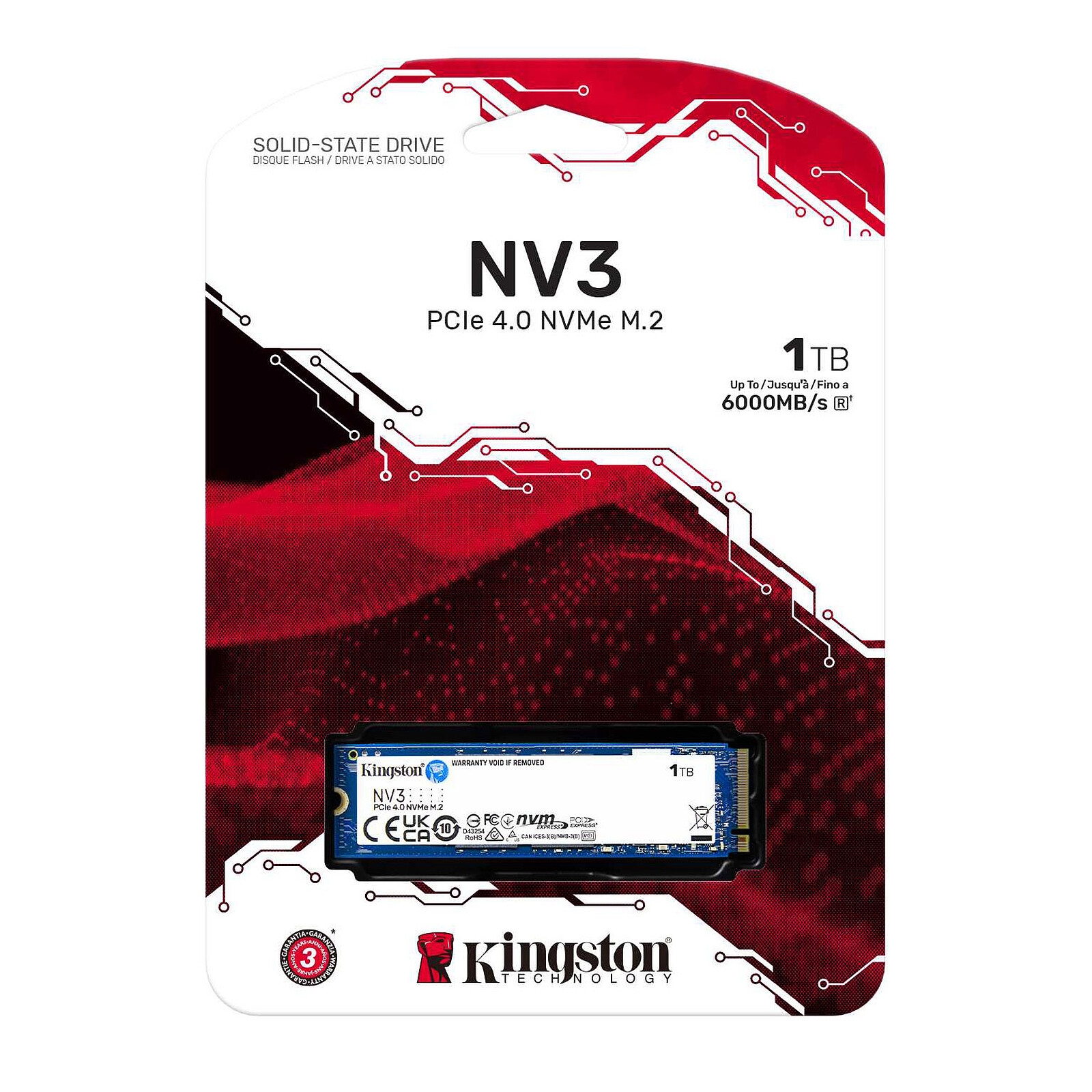 Aucune photo du produit Kingston Technology 1000 Go NV3 M.2 2280 NVMe PCIe 4.0
