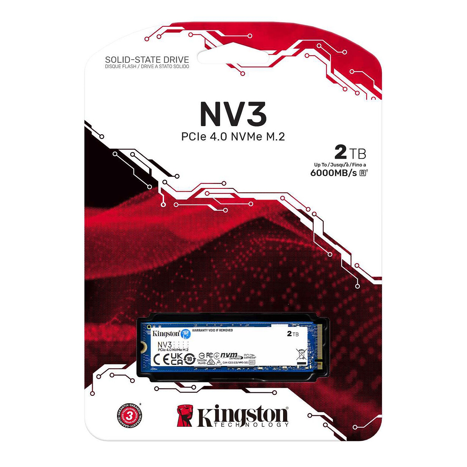 Aucune photo du produit Kingston Technology 2000 Go NV3 M.2 2280 NVMe PCIe 4.0