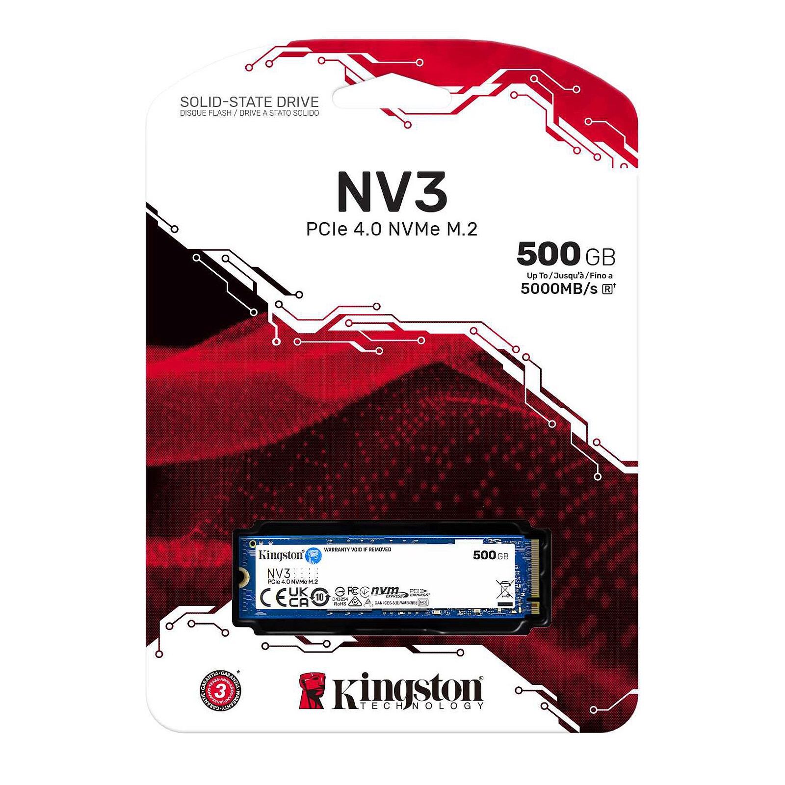Aucune photo du produit Kingston Technology 500 Go NV3 M.2 2280 NVMe Pcie 4.0