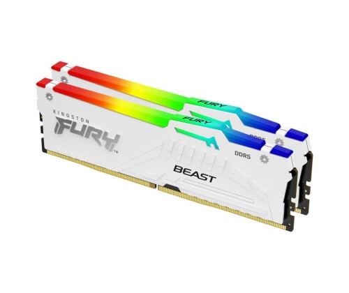 Kingston Technology FURY Beast 32GB 6000MT/s DDR5 CL36 DIMM (Kits de 2x16 Go) White RGB EXPO