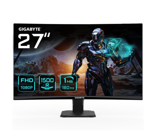 GIGABYTE GS27FC, Moniteur 27'' FullHD, incurvé, 180hz, 1ms, 2 x HDMI / 1 x DisplayPort