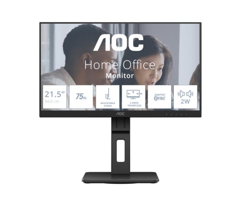 AOC E2 22E2UMF, moniteur 22'' FullHD, 75hz, 5ms, Pivot, HDMI / VGA / DisplayPort, Son, Hub USB.