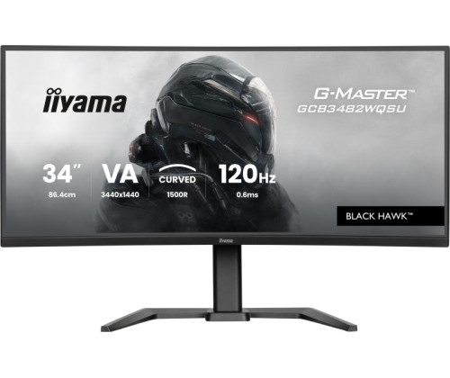 IIYAMA GCB3482WQSU-B1, écran 34'' large, Incurvé, 0.6ms, 120hz, 3440 x 1440, DisplayPort, HDMI, Son, USB (GCB3482WQSU-B1).