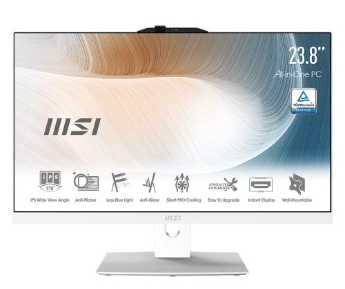 MSI Modern AM242TP 1M-1854FR, PC Tout-en-un 24'' FullHD, CPU Intel Core 7-150U, 16 Go de RAM DDR5, SSD 1 To, Windows 11 PRO, Blanc.