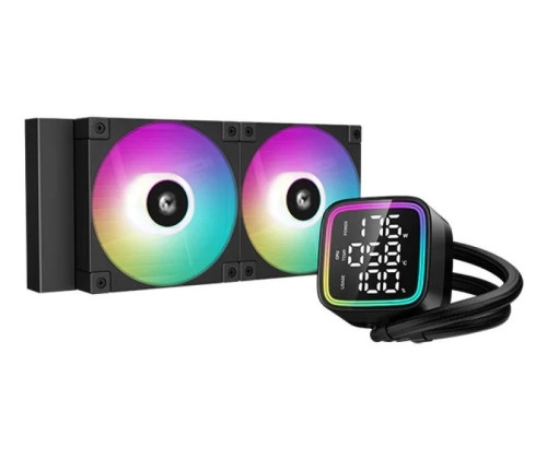 DeepCool LD240, refroidissement liquide, 2 x ventilateurs 120mm RGB, afficheur sur CPU