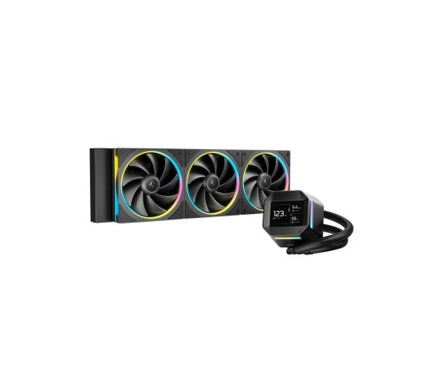 DeepCool LM360, refroidissement liquide CPU, 3 x ventilateurs RGB, écran cristaux liquides 2.4''.