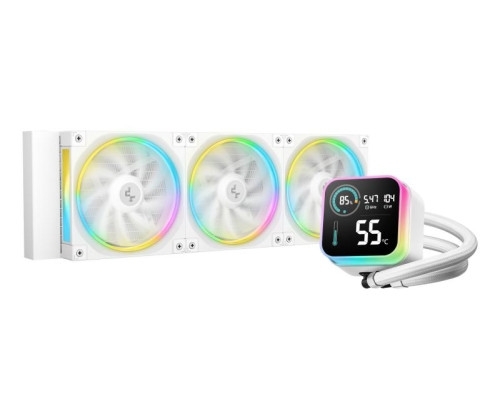 DeepCool LQ360 WH, WaterCooling triple ventilation 120mm, blanc, RGB avec affichage informations.
