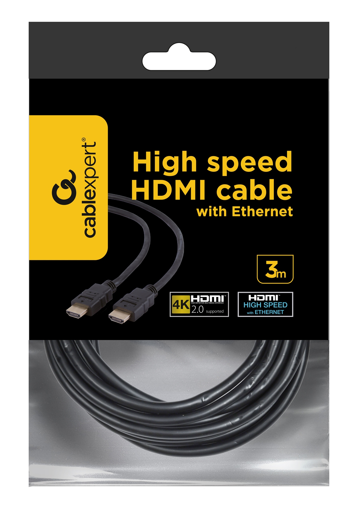 Cable High-speed HDMI with Ethernet 3M, 4K 60Hz.